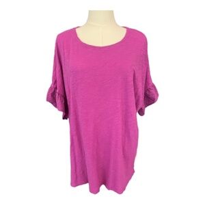 👕 EUC OLD NAVY Women’s Beetroot Ruffle Short Sleeve Eyelet T-Shirt | Size XL